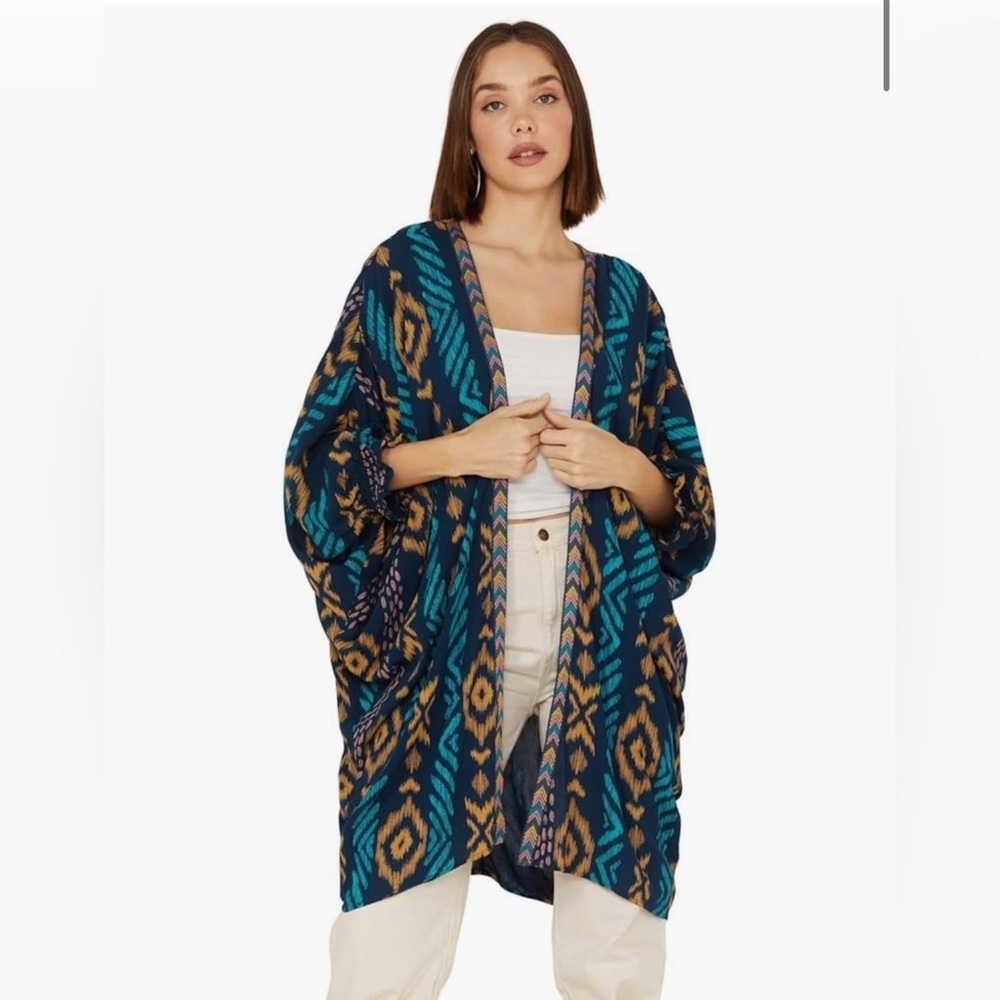 Ariat Ella Kimono Open 3/4 Sleeve Western/Aztec Pattern Size L/XL - Picture 2 of 14
